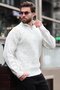 Ecru Zipper Collar Knitwear Men's Sweater E7295 - 2