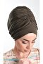 Khaki Practical Ready-to-Plug Hijab Bonnet Sandy Fabric Gathered 2114_09 - 3