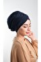 Navy Blue Practical Ready-to-Fit Hijab Bonnet Sandy Fabric Gathered 2114_02 - 3