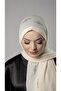 Cream Practical Ready-made Snap-on Hijab Shawl Knitted Fabric with Stone Star Pattern 2118Y_40 - 2