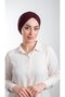 Claret Red Practical Ready-made Interlaced Hijab Bonnet Fukuro Glittered Gathered 2116_16 - 2
