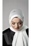 White Practical Ready-made Snap-on Hijab Shawl Knitted Fabric with Stone Star Pattern 2118Y_42 - 2