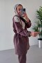 Rope Binding - 2-Piece Hijab Set with Double Pocket Cover, Brown - 6