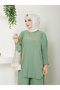 New Season Self-Plissee Stylish Skirt Look Trousers Tunic Suit - 3