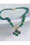 Green Agate Natural Stone Design Necklace with Steel Clover End - 4