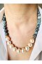 12 mm Blue Jasper Natural Stone Necklace with Glass Pearl 52 cm - 3
