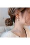 Elegant Pearl Detailed Leaf Figured Steel Earrings - Special Design Silver Color - 3