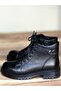 (Astara) Genuine Leather Adjustable Lace Detailed Zippered Inside Orthopedic Ankle Boots - 6