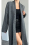 Women's Anthracite Shawl Collar Long Knitwear Soft Textured Knitwear Cardigan - 6