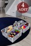4 Pieces Wooden Handle Appearance White Color Plastic Kitchen |   Bathroom |   Item Organizer Basket Organizer Set