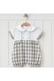 Baby Boy Plaid Shorts Overalls Gray