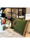 Mink Color Frame Embroidered Throw Pillow on Green Color Upholstery Fabric - 2