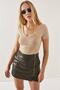 Beige V Neck Camisole Short Sleeve Blouse - 3
