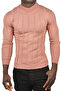Men's Dusty Rose Slim Fit Lycra Non Pilling Half Fisherman Stripe Knitwear Half Throat