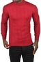 Men's Burgundy Slim Fit Lycra Non Pilling Half Fisherman Striped Knitwear Half Throat Goose