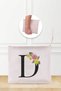 Letter D Patterned Linen Makeup Bag
