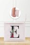 Letter E Patterned Linen Makeup Bag