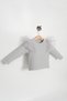 Gray Girl's Ribbed Knitted Tulle Ruffled Body - 4