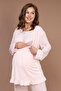 Double Breasted Maternity Pajama Set with Plain Dressing Gown - 7