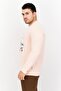 Men Crew Neck Long Sleeve Graphic Print Sweatshirts, Peach - 2