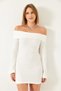 Women's White Madonna Collar Midi Length Dress 0202 60261222 - 2