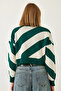 Women's Emerald Green Oversize Patterned Knitwear Sweater 60351304 - 6