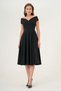 Women's Black Stretchy Fabric Double Breasted Neck Design Black Midi Dress 046 - 4