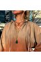 Lunes Almond Cut Agate Stone Necklace - 3