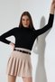 Pleated Belt Li Knit Skirt – Elastic Waistband, Corded Fabric , Soft-Textured , Gift Product - 4