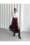 High Waist Double Belt Detailed Long Skirt with Side Slit