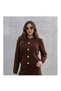 Women's Gold Heart Button Detailed Skirt Top Knitwear Cardigan Hijab - Brown