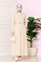 Pile Detailed Dress -Beige
