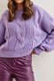Women's Lilac Thick Hair Braided Soft Textured Knitwear Sweater Kzk- 19000902 - 6