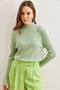 Women's Aqua Green Half Fisherman Zigzag Textured Soft Knitwear Sweater Kzk-19000447 - 5