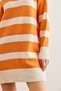 Women's Orange Thick Striped Soft Textured Knitwear Tunic Dress Elb- 19002281 - 5