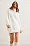 Women's White Turtleneck Soft Textured Beard Knitwear Tunic Tnk- 19000098 - 3