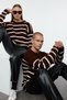 Brown Casual Oversize Crew Neck Striped Knitwear Sweater Tmnaw23Kz00285