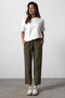 Haki Beli Lastikli Gabardin Pamuklu Pantolon TWOSS25PL00036 - 2