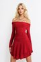 Women's Red Madonna Neckline Skirt Flounce Sandy Dress Alc-X13328 - 4