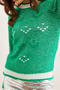 Women's Grass Green Color Detailed Bearded Soft Textured Knitwear Sweater Kzk-19000906 - 5