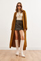 Women's Mustard Cuff Folded Maxi Sweater Cardigan Hrk- 19000297 - 4