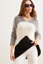 Women's Black Gray Color Block Striped Knitwear Sweater Kzk-19000920 - 3