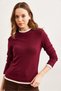 Women's Burgundy Collar and Skirt Garnished Soft Touch Flexible Blouse Blz-19002802 - 3
