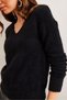Women's Black V-Neck Soft Textured Beard Knitwear Sweater Kzk- 19000860 - 6