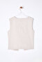 Beige Regular Regular Linen Look Front Tie V-Neck Woven Vest Twoss25Ye00029 - 10