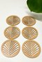 Natural Wood Colored Leaf Patterned Coasters (Set of 6) - 2