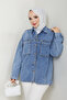 Women's Oversize Blue Denim Jeans Shirt Jacket - 5