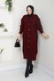 Women's Black Basket Knit Buttoned Full Length Knitwear Cardigan - 4