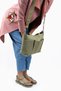 Women's Khaki Green Canvas Fabric 3 Front Eyelets Zipper Closure Column Strap Handbag & Shoulder Bag - 4