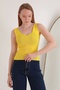 Knitwear Fabric Ladder Collar Women's Blouse-yellow - 3